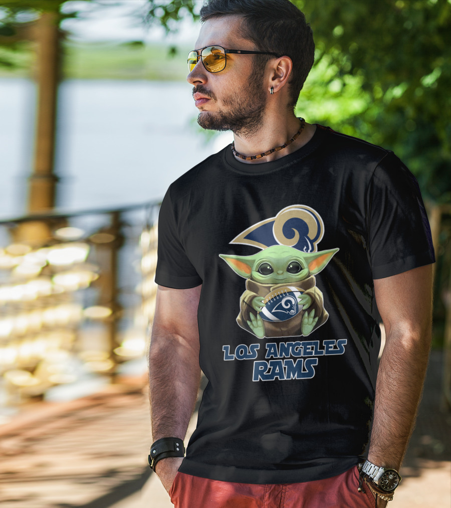 Los Angeles Rams Baby Yoda Football T-Shirt