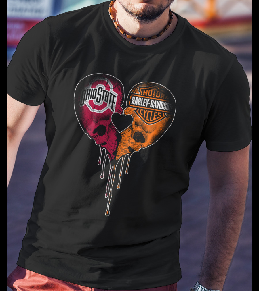 Ohio State Harley Davidson Skull Heart T-Shirt