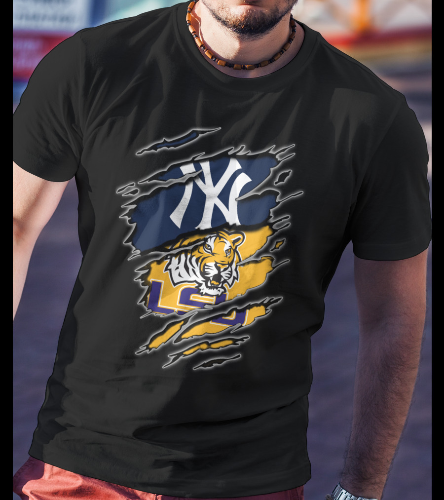Yankees And Lsu Tigers Fan Fusion T-Shirt