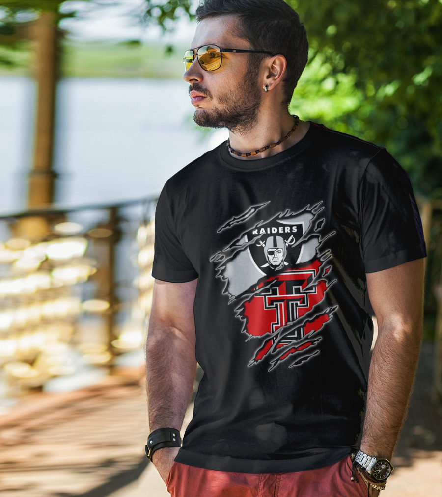 Las Vegas Raiders And Texas Tech Red Raiders Dual Fan Pride T-Shirt