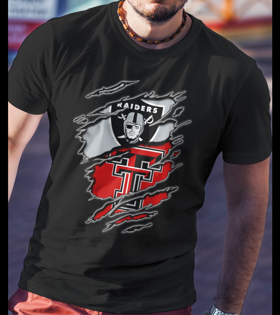 Las Vegas Raiders And Texas Tech Red Raiders Dual Fan Pride T-Shirt