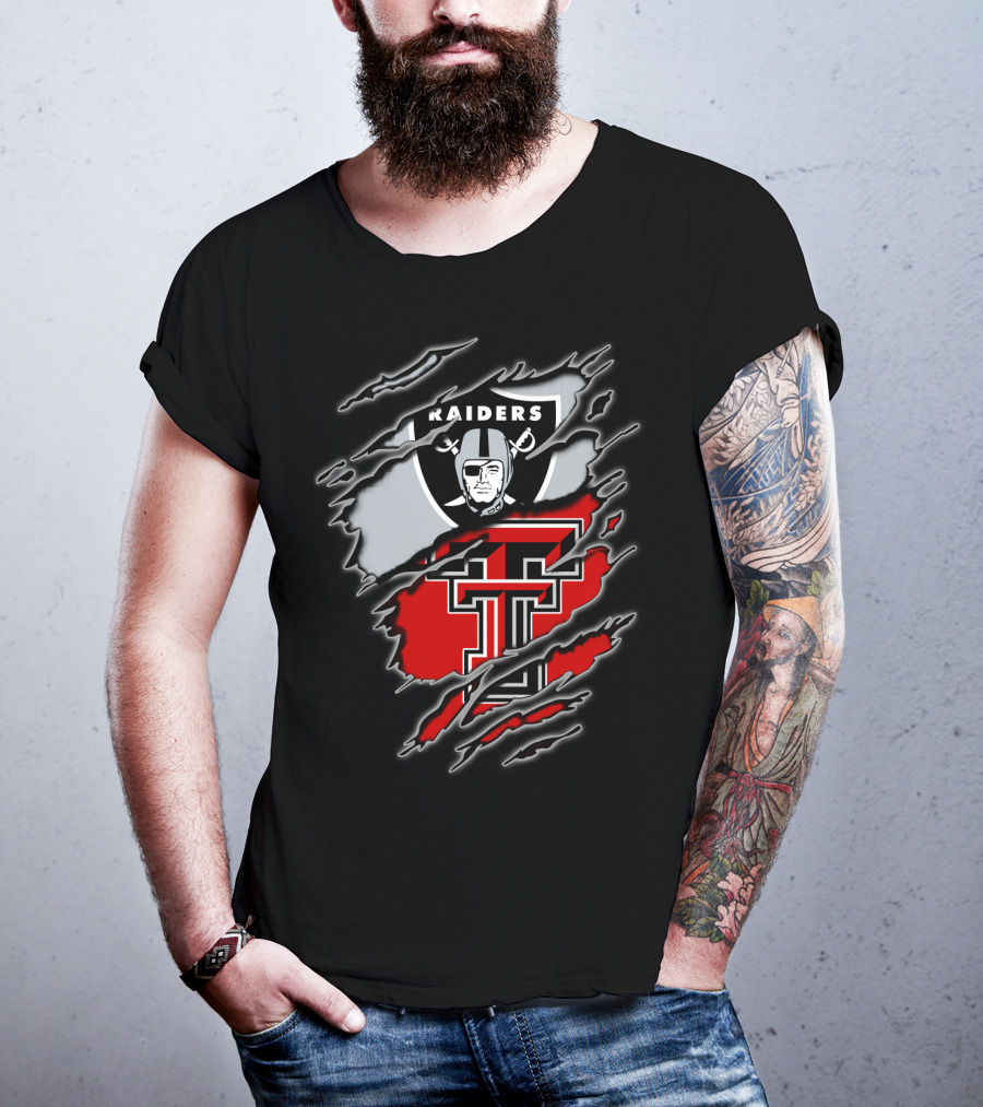 Las Vegas Raiders And Texas Tech Red Raiders Dual Fan Pride T-Shirt