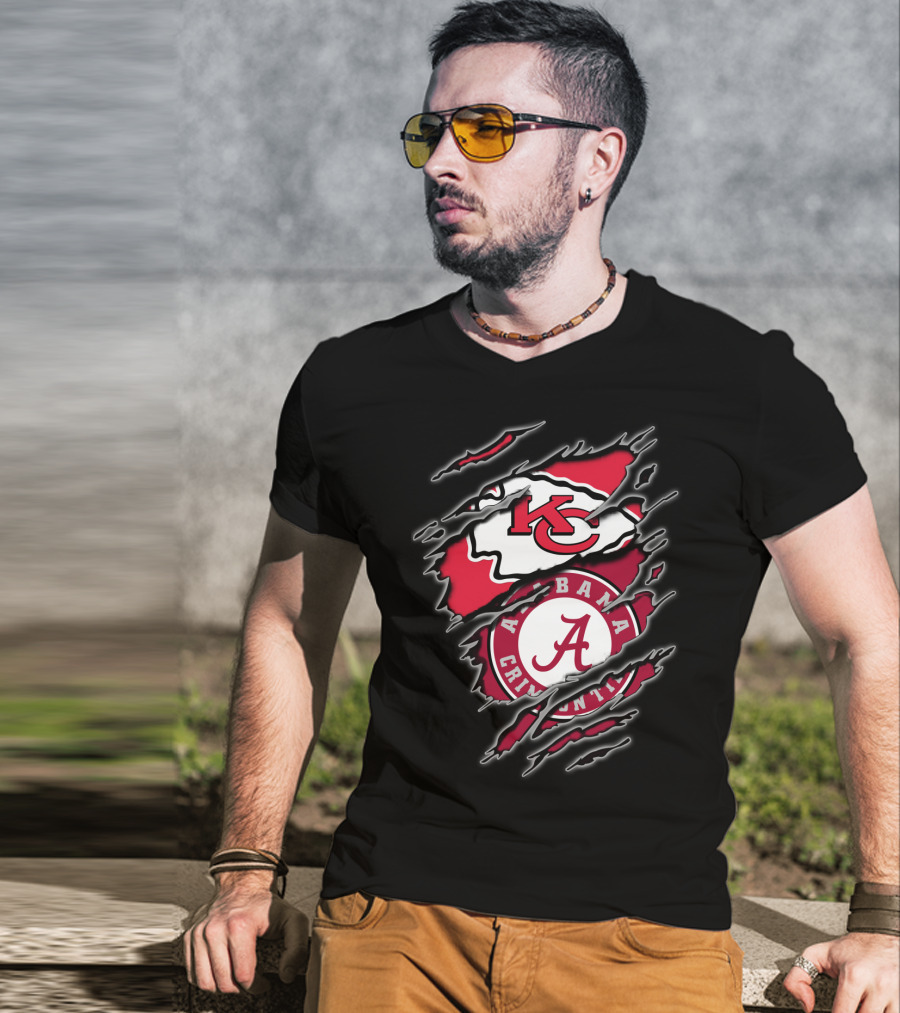Alabama Crimson Tide Kansas City Chiefs Football Fans T-Shirt