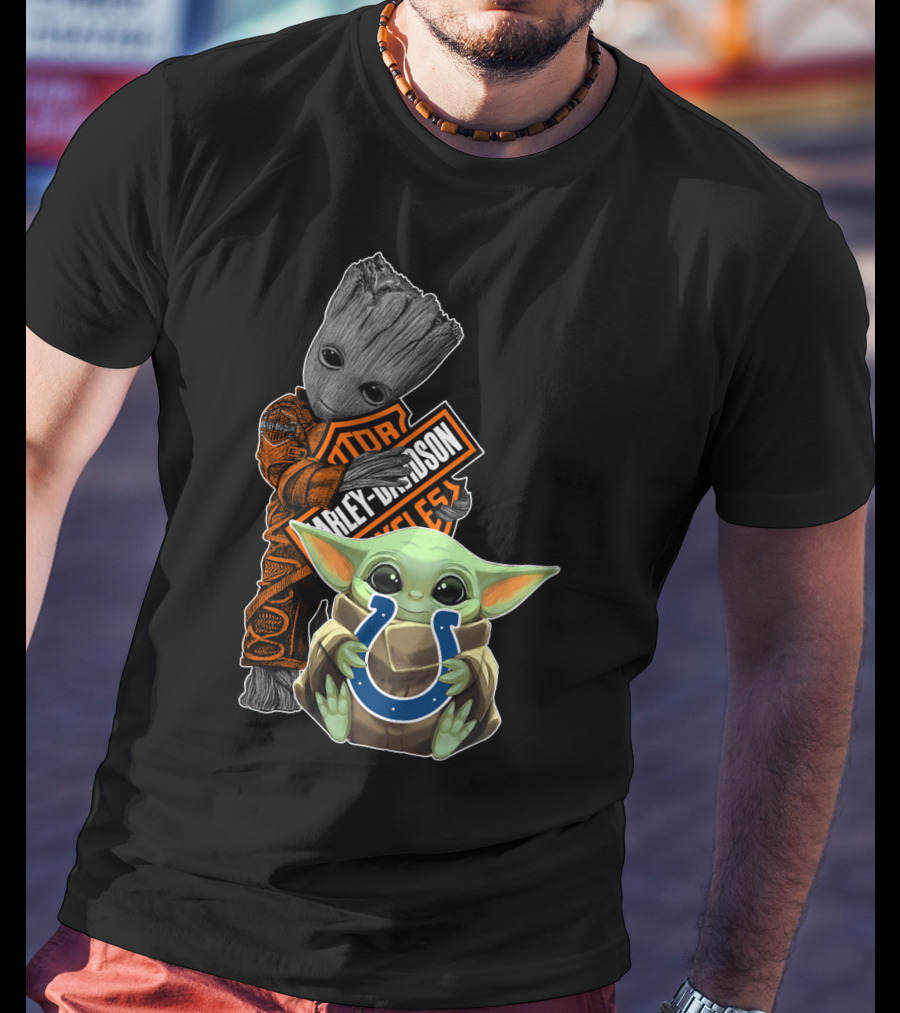 Harley Davidson Groot Colts Baby Yoda T-Shirt