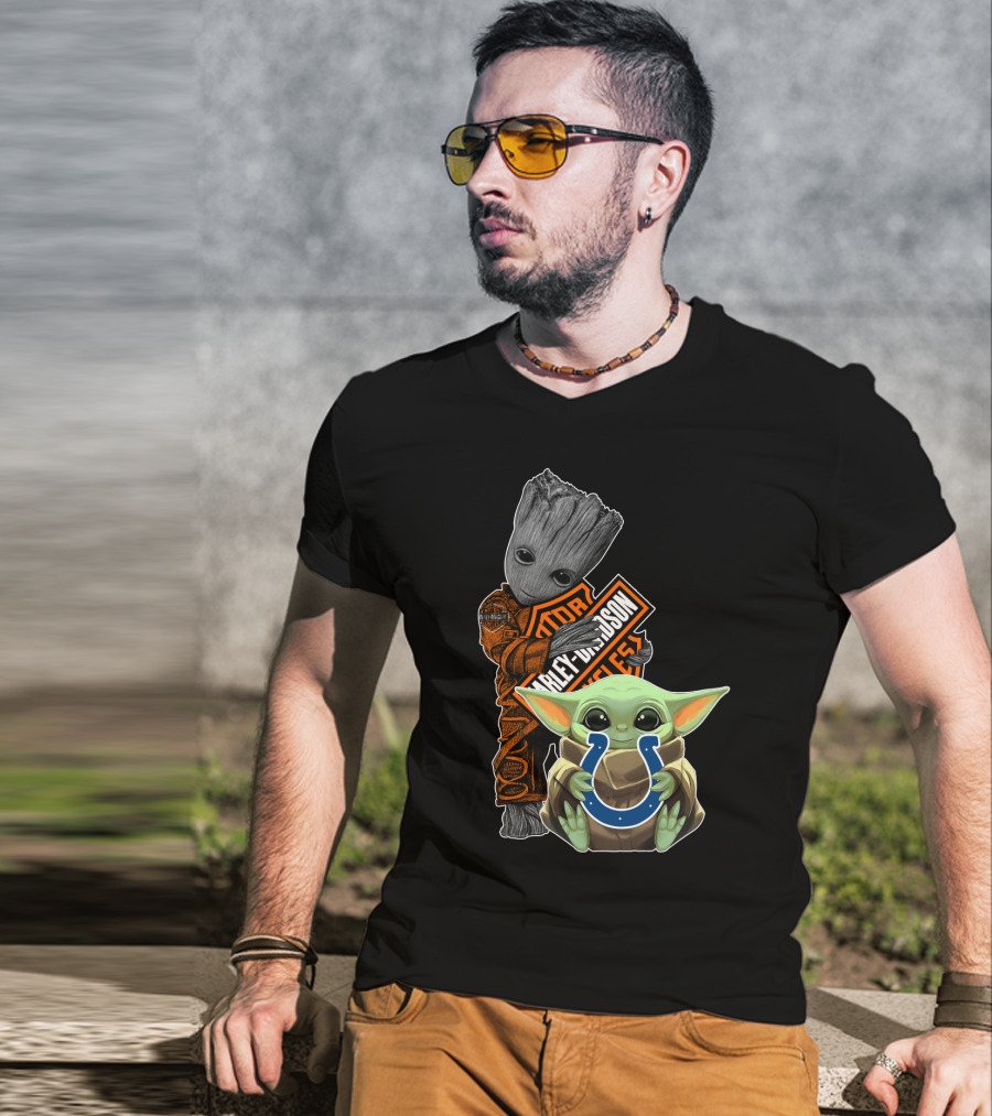 Harley Davidson Groot Colts Baby Yoda T-Shirt