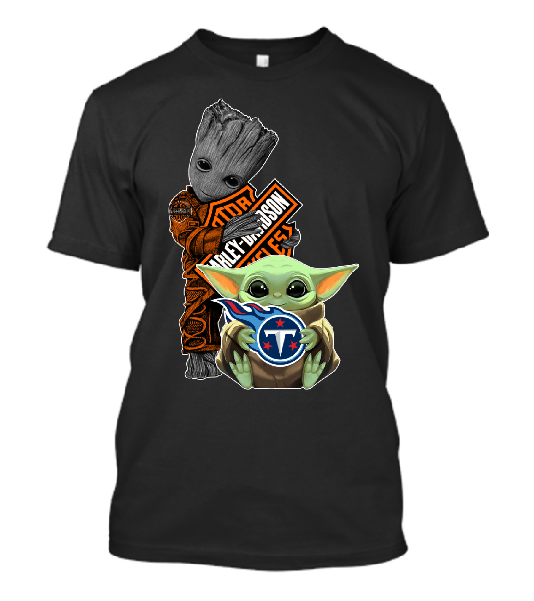 Groot Harley Davidson Baby Yoda Tennessee Titans T-Shirt