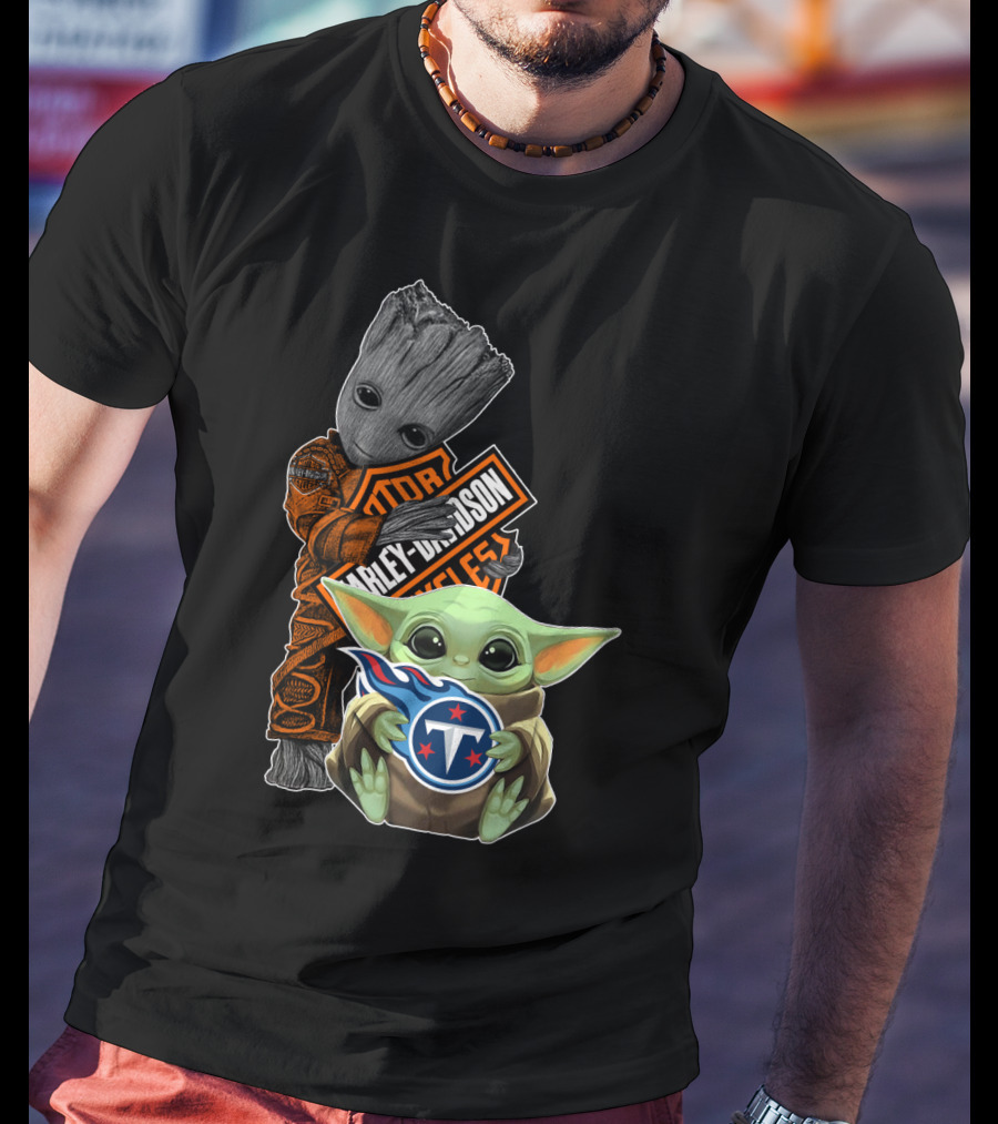 Groot Harley Davidson Baby Yoda Tennessee Titans T-Shirt