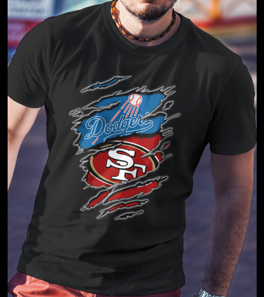 Dodgers Sf Football Baseball Fan Crossover T-Shirt