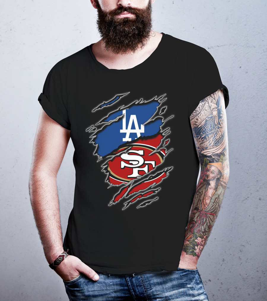La Dodgers And Sf 49ers Fans Combination T-Shirt