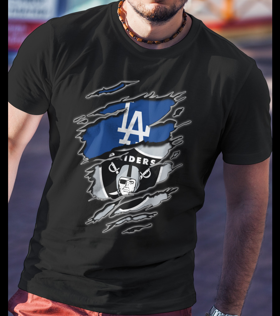 Los Angeles Dodgers Raiders Fan Mashup T-Shirt