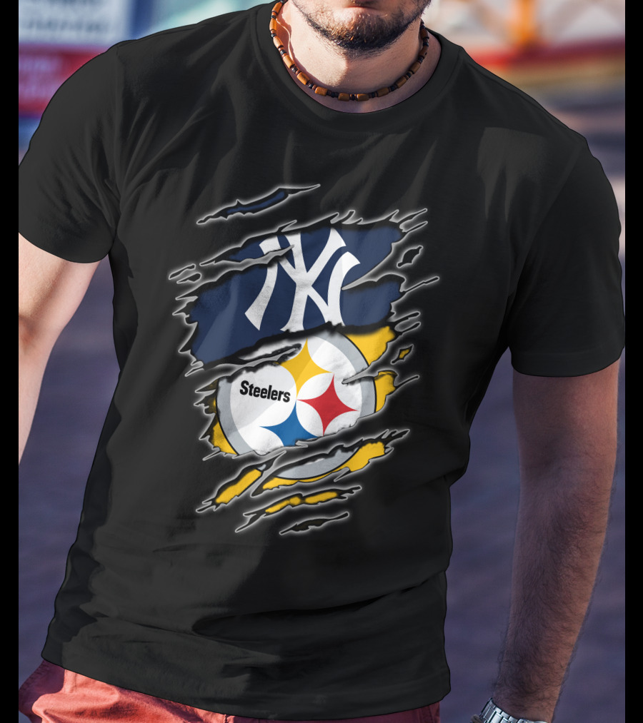 New York Yankees Pittsburgh Steelers Fan Fusion T-Shirt