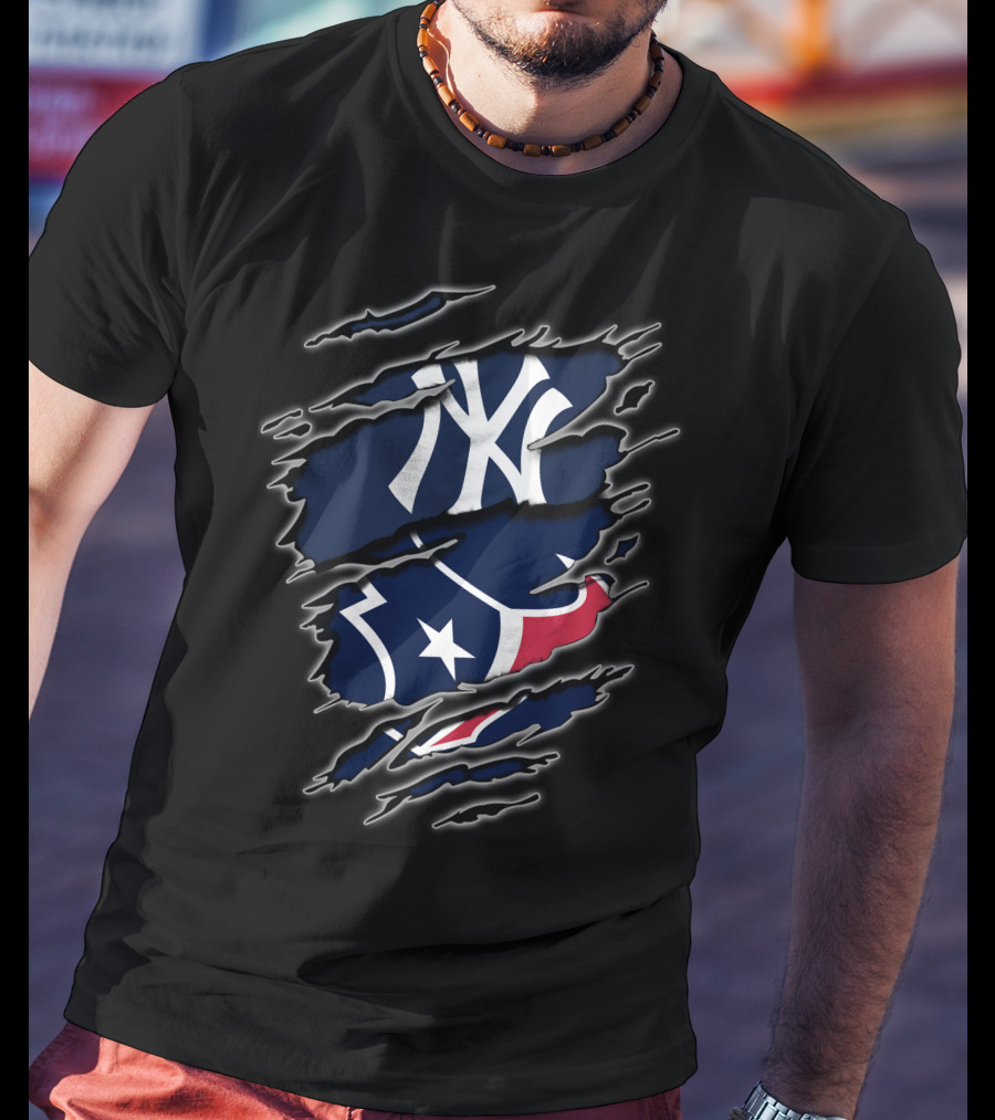 New York Yankees Houston Texans Fans T-Shirt