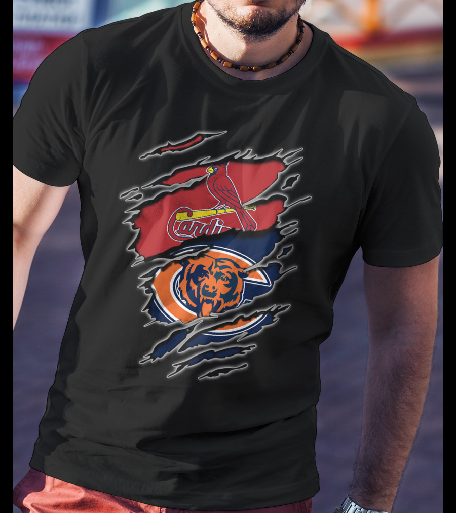 Cardinals Bears Fan Dual Loyalty Claw Marks T-Shirt