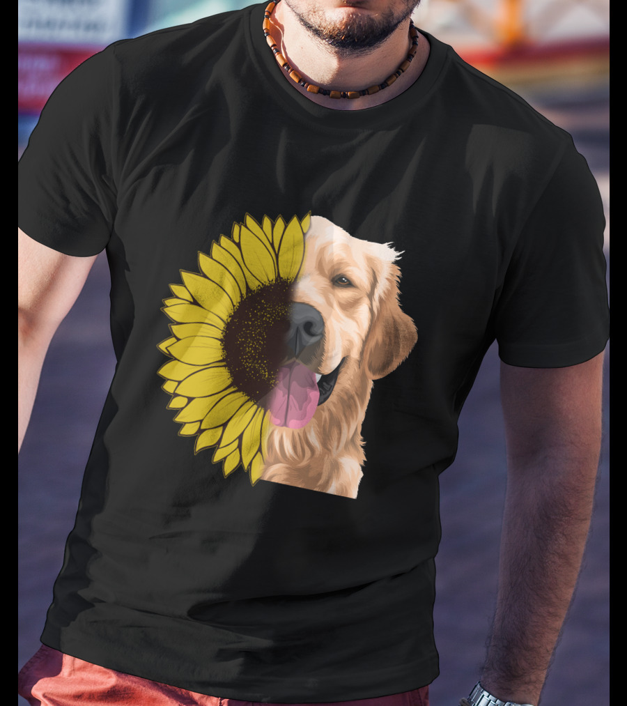 Golden Retriever And Sunflower Harmony T-Shirt