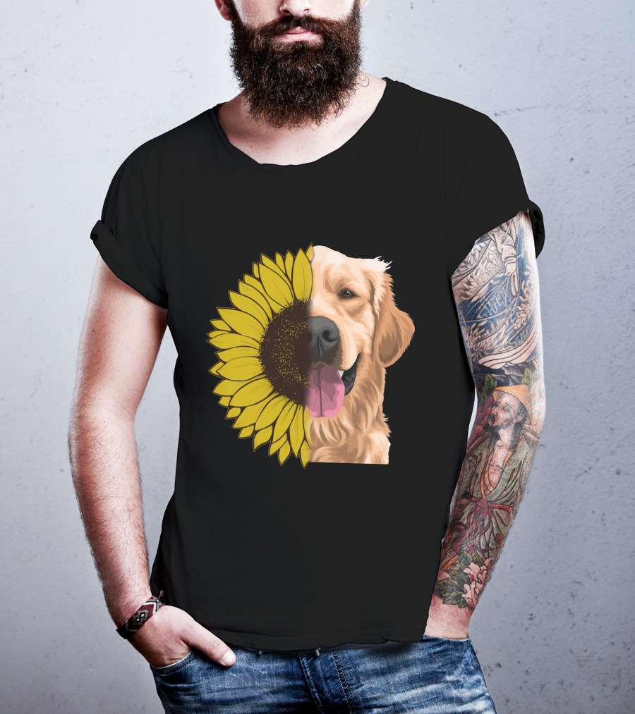 Golden Retriever And Sunflower Harmony T-Shirt