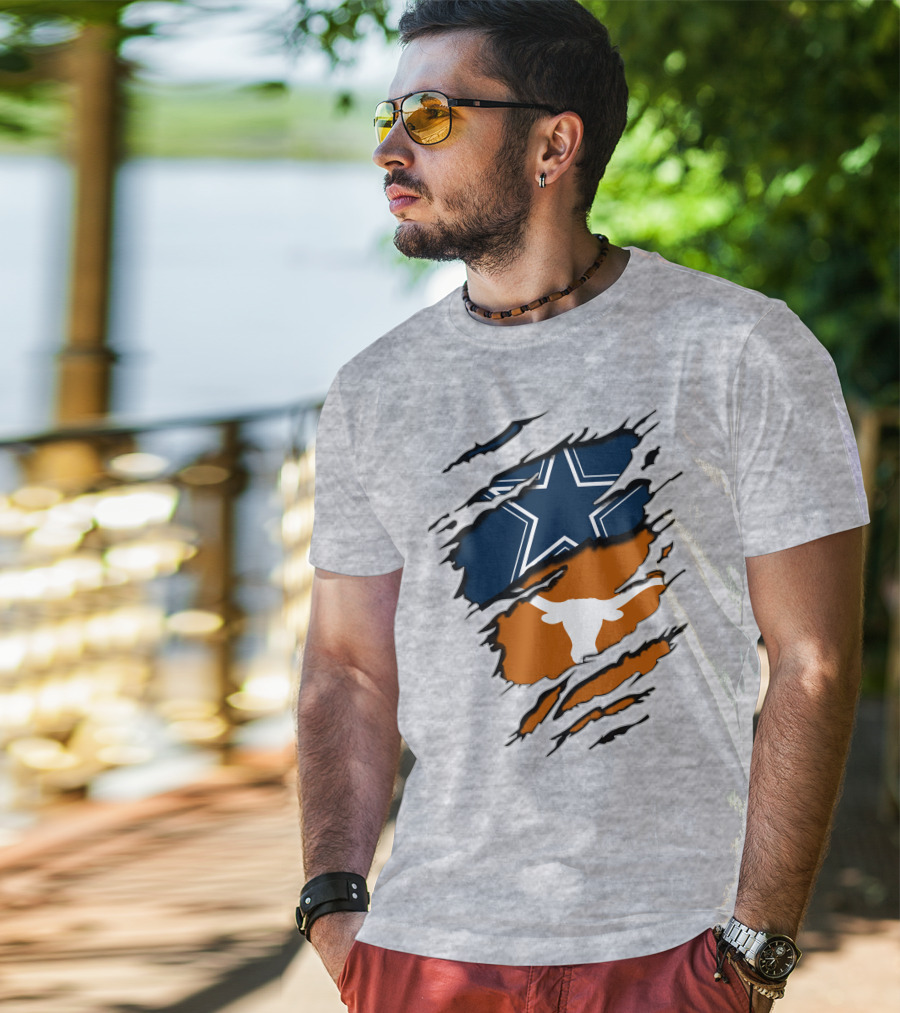 Cowboys Longhorns Star And Bull Texas Pride T-Shirt