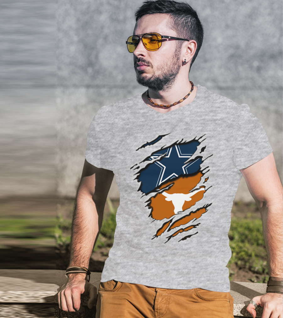 Cowboys Longhorns Star And Bull Texas Pride T-Shirt