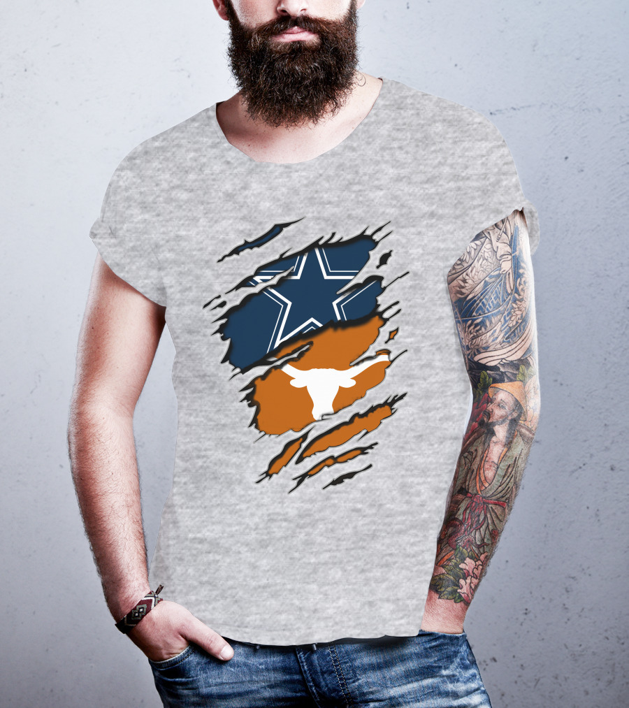 Cowboys Longhorns Star And Bull Texas Pride T-Shirt
