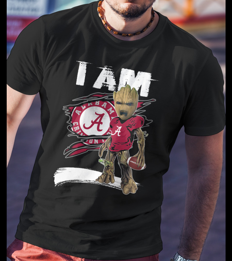 I Am Alabama Crimson Tide Football Fan Groot T-Shirt
