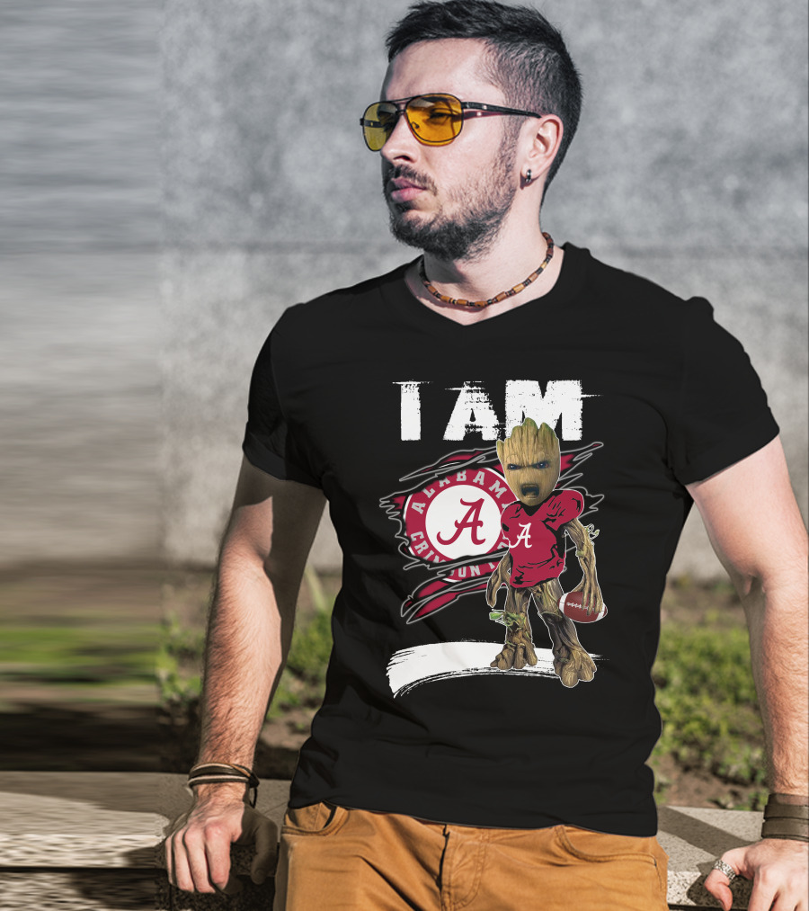 I Am Alabama Crimson Tide Football Fan Groot T-Shirt