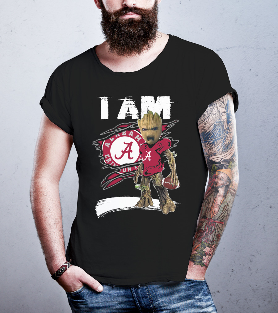 I Am Alabama Crimson Tide Football Fan Groot T-Shirt