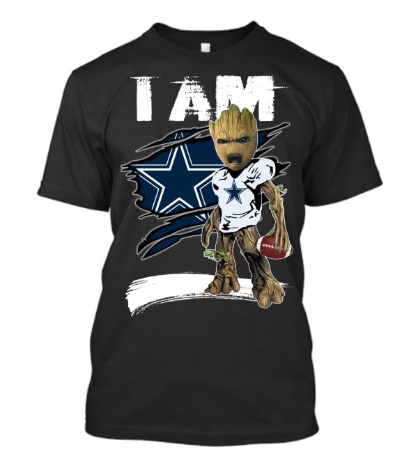 I Am Cowboys Fan Groot Holding Football T-Shirt