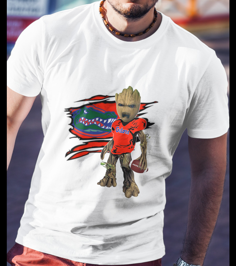 I Am Gators Fan's Football Groot With Alligator T-Shirt