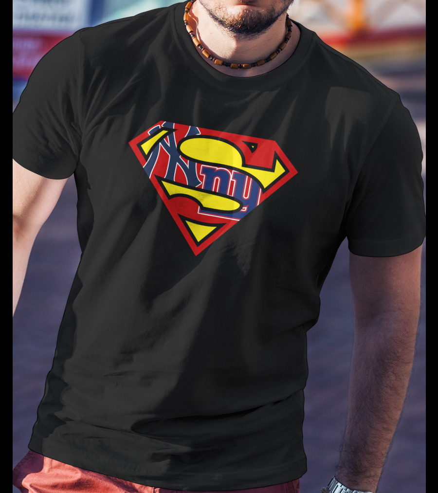 Yankees Giants Superman Logo Mashup T-Shirt