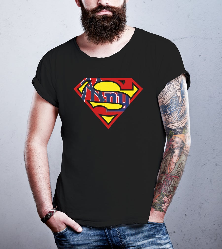 Yankees Giants Superman Logo Mashup T-Shirt