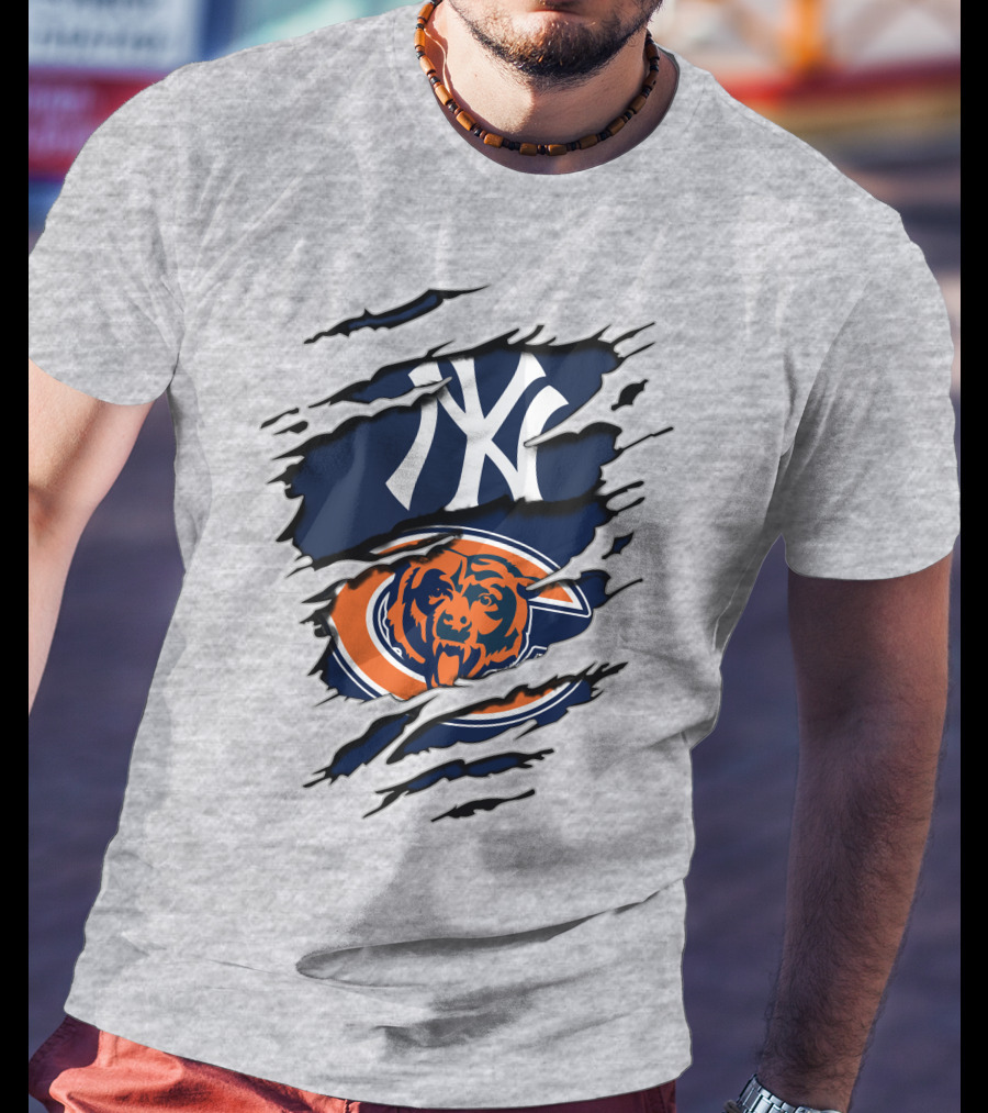Yankees Logo And Chicago Bears Emblem Combination T-Shirt