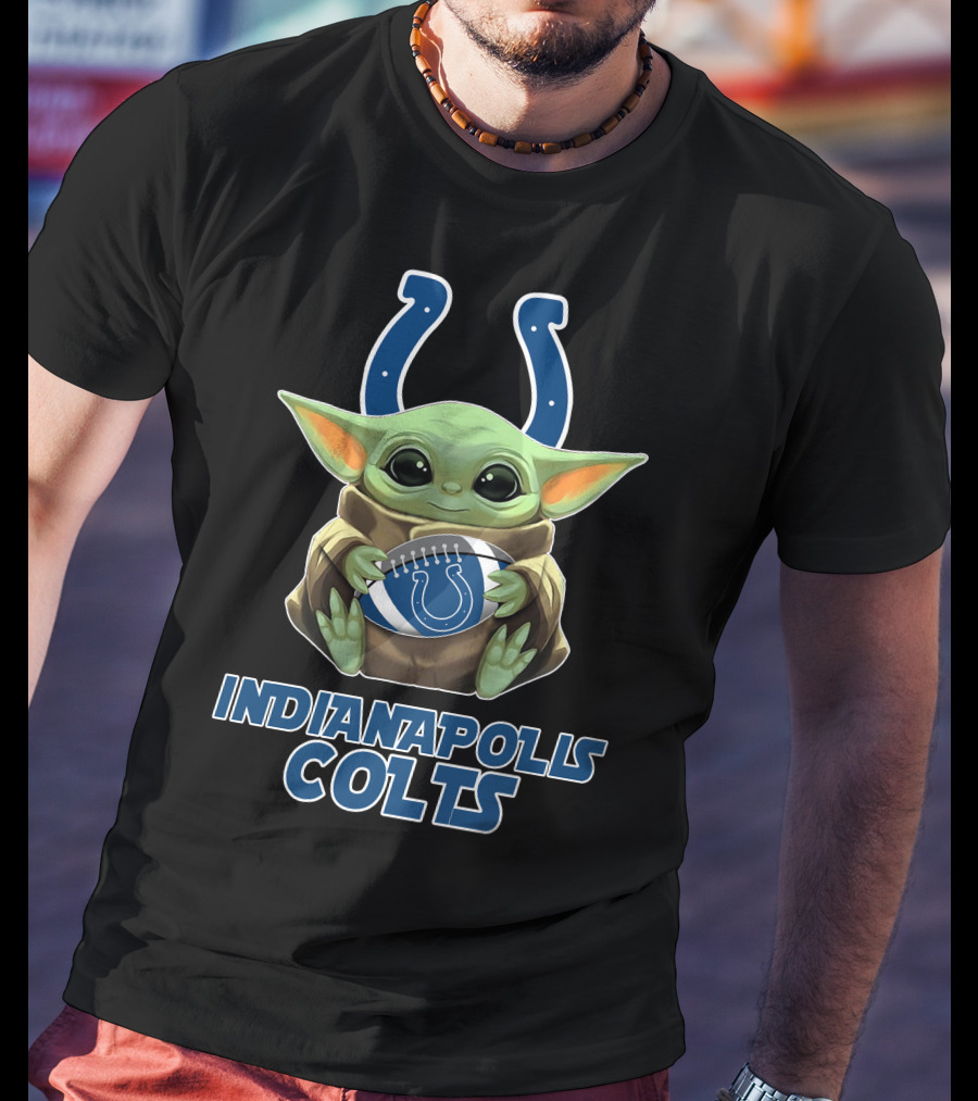 Indianapolis Colts Baby Yoda Football T-Shirt