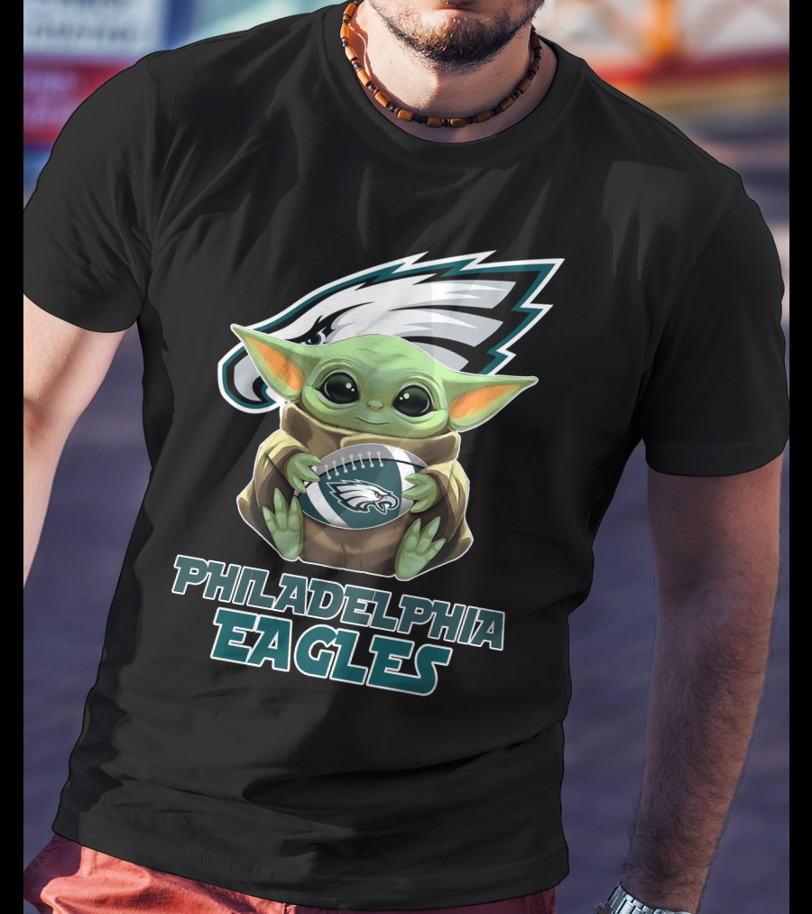 Philadelphia Eagles Baby Yoda Football T-Shirt