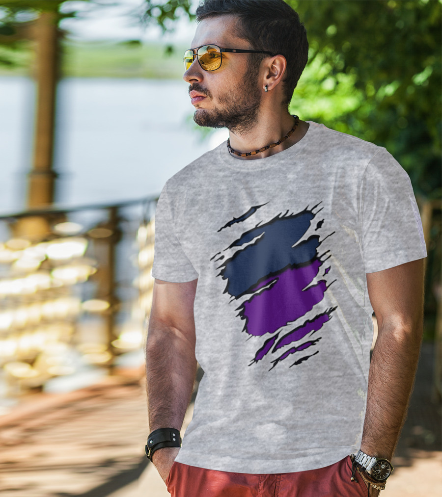 Yan Vik Blue And Purple Claw Marks T-Shirt