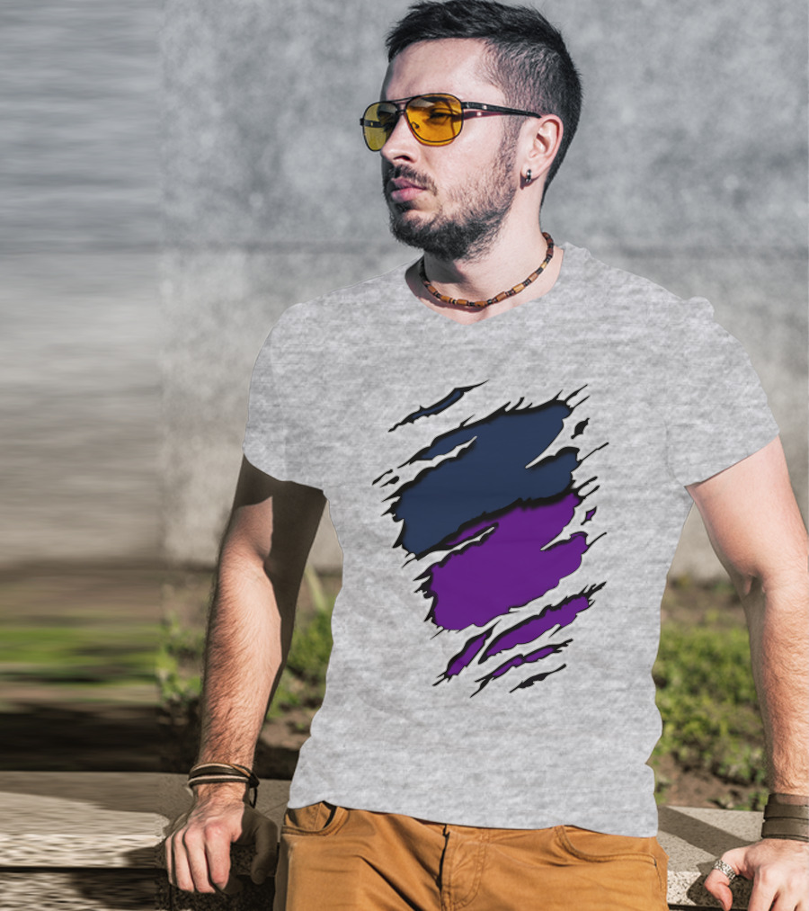 Yan Vik Blue And Purple Claw Marks T-Shirt