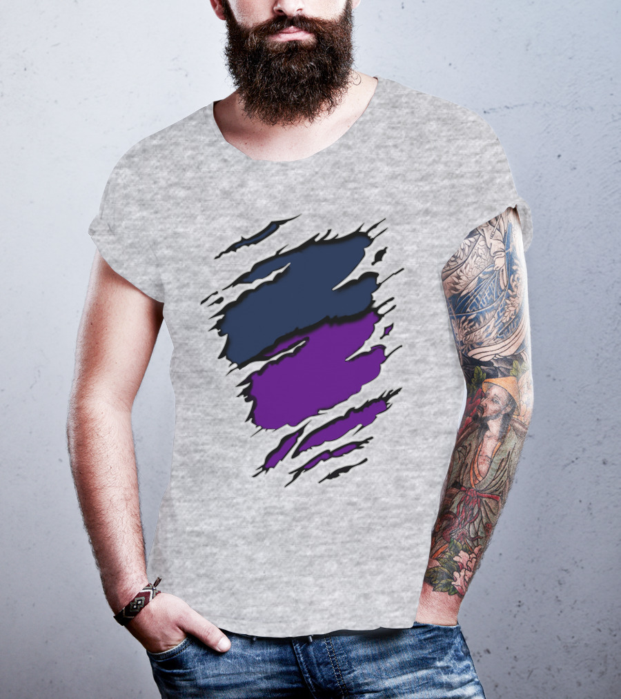 Yan Vik Blue And Purple Claw Marks T-Shirt