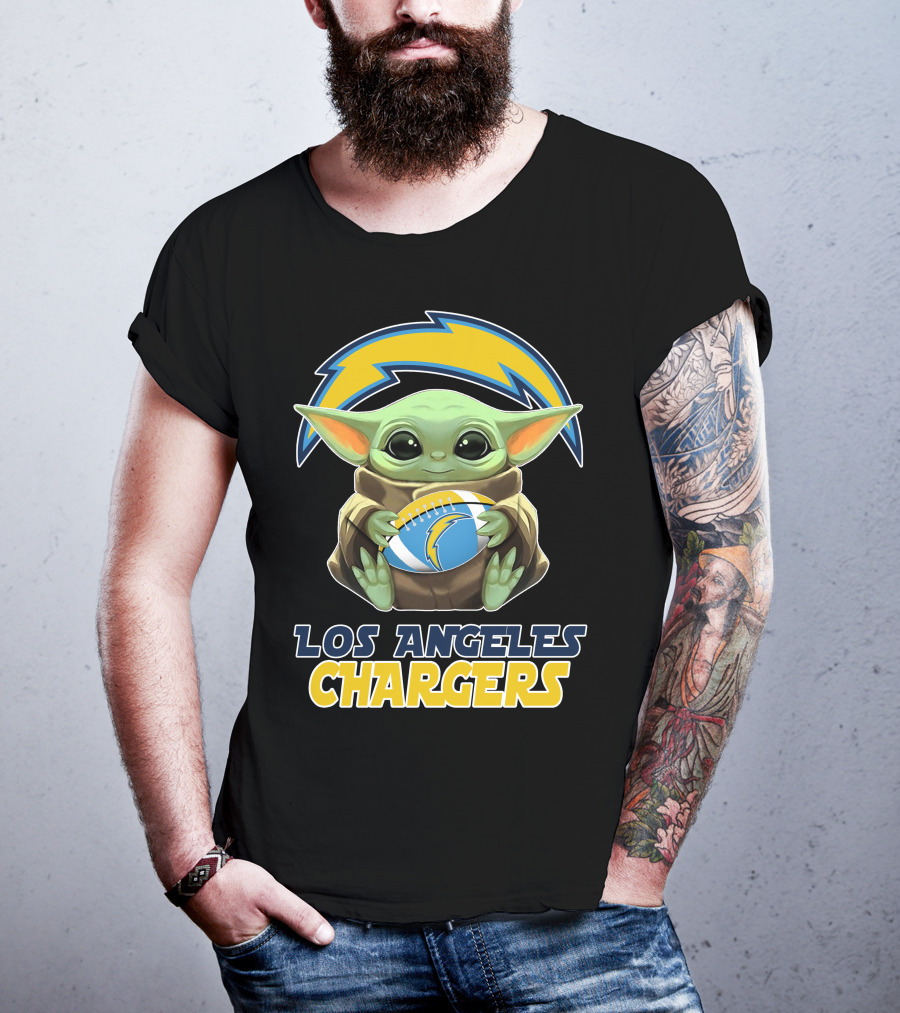 Los Angeles Chargers Baby Holding Football T-Shirt