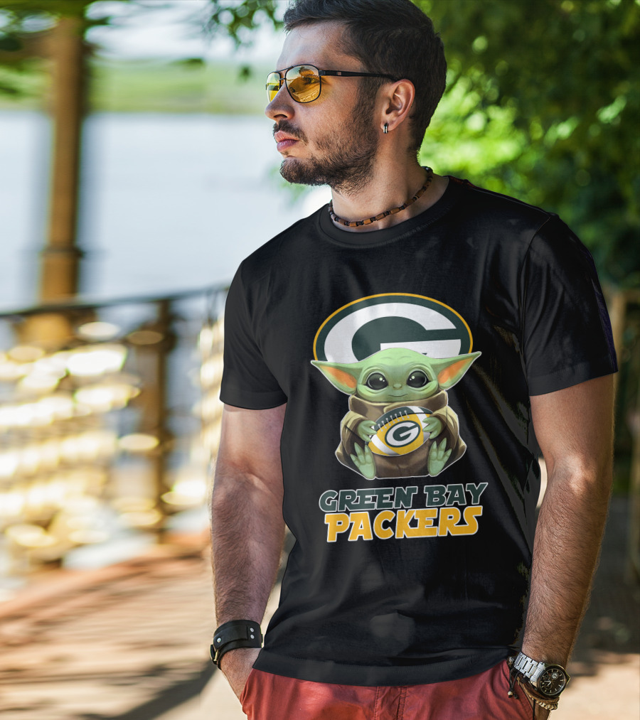 Green Bay Packers Baby Yoda Football T-Shirt