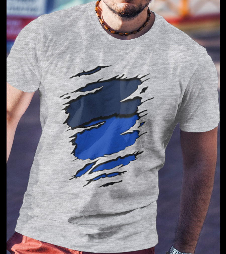 Broncos Yan Blue And Navy Claw Mark T-Shirt