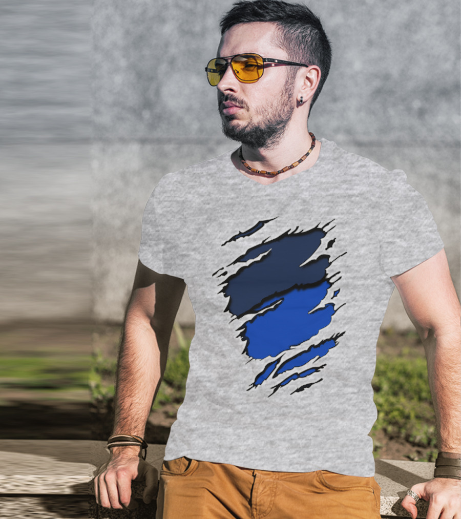 Broncos Yan Blue And Navy Claw Mark T-Shirt