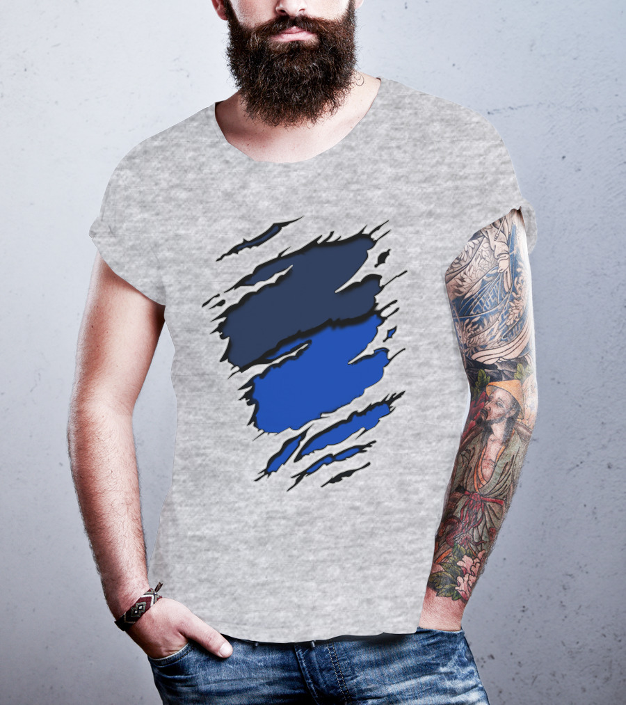 Broncos Yan Blue And Navy Claw Mark T-Shirt