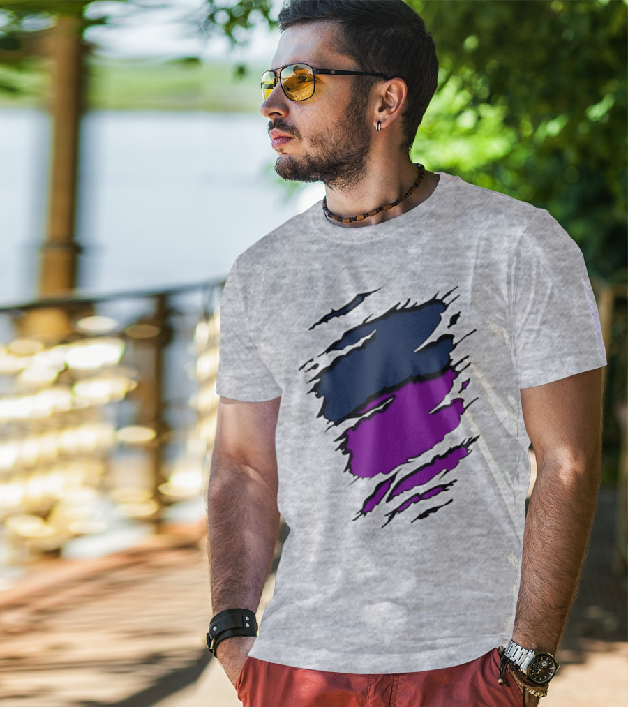 Viking Yawn Purple And Navy Claw Marks T-Shirt
