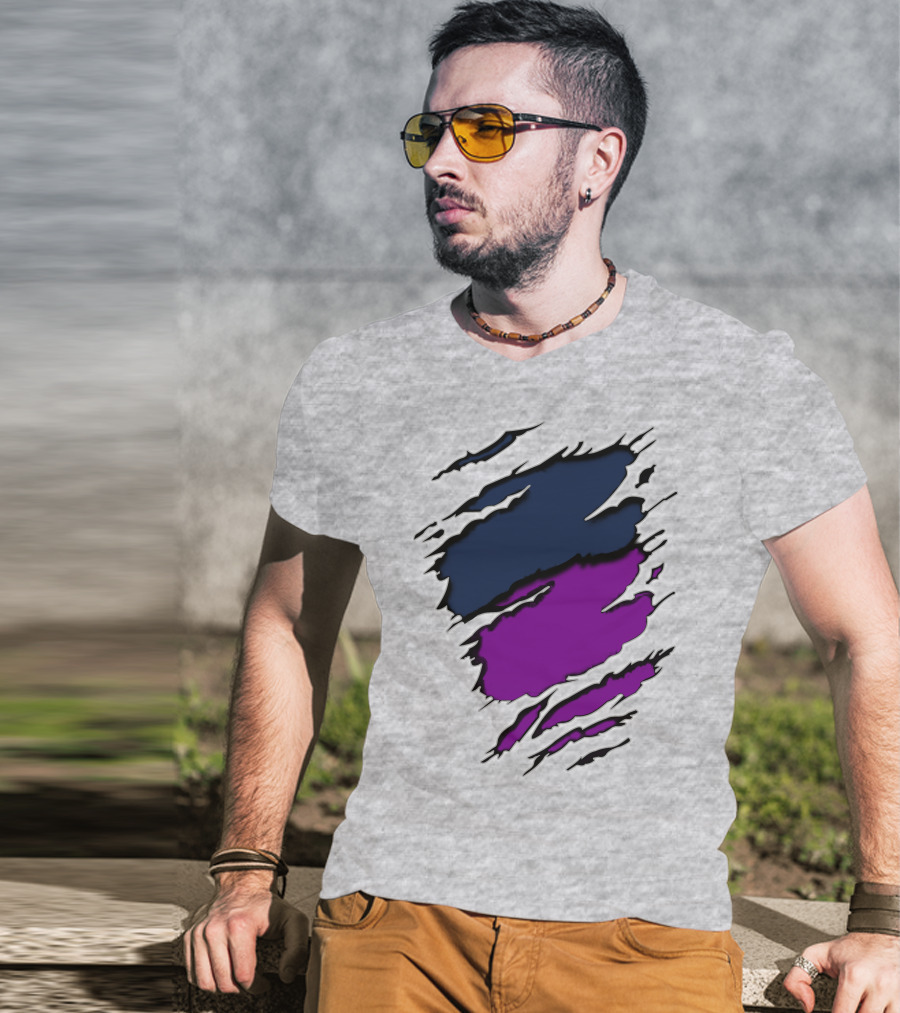 Viking Yawn Purple And Navy Claw Marks T-Shirt