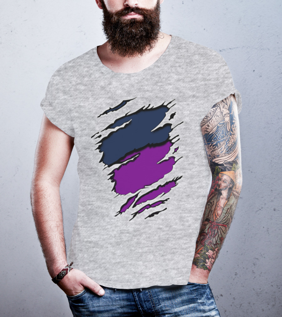 Viking Yawn Purple And Navy Claw Marks T-Shirt