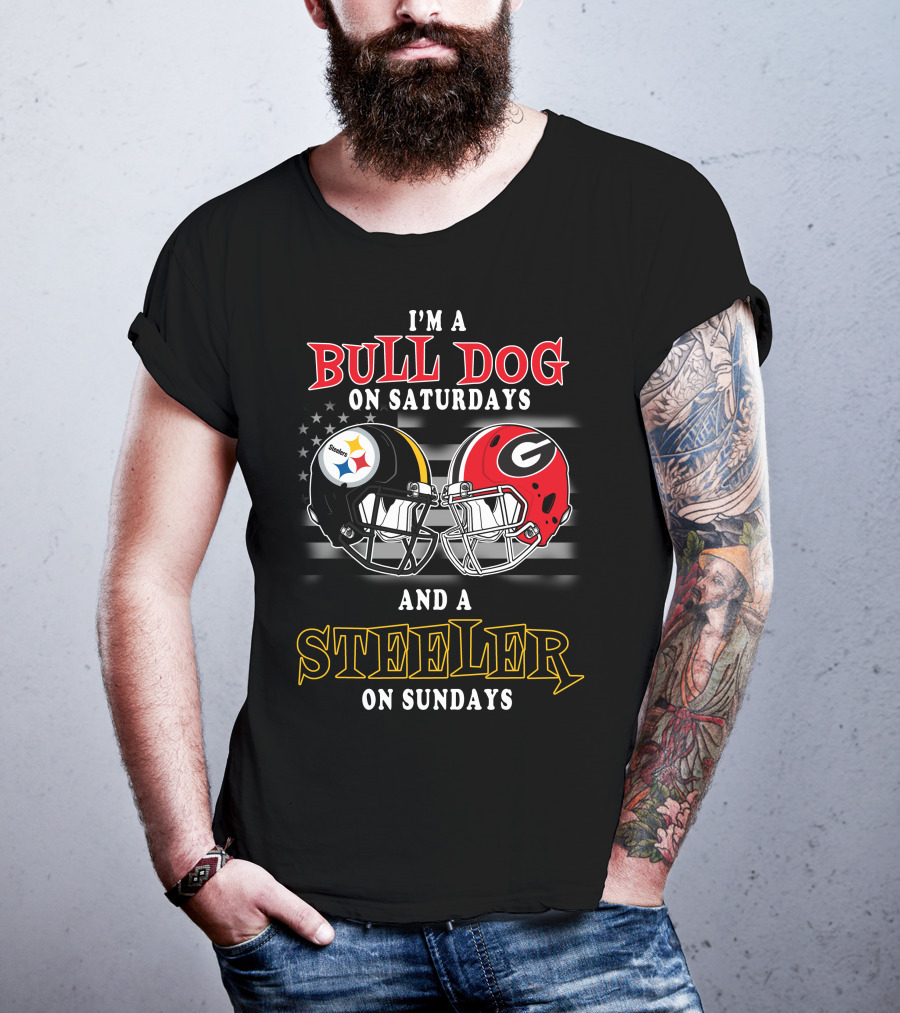 I'm A Bull Dog On Saturdays And A Steeler On Sundays T-Shirt