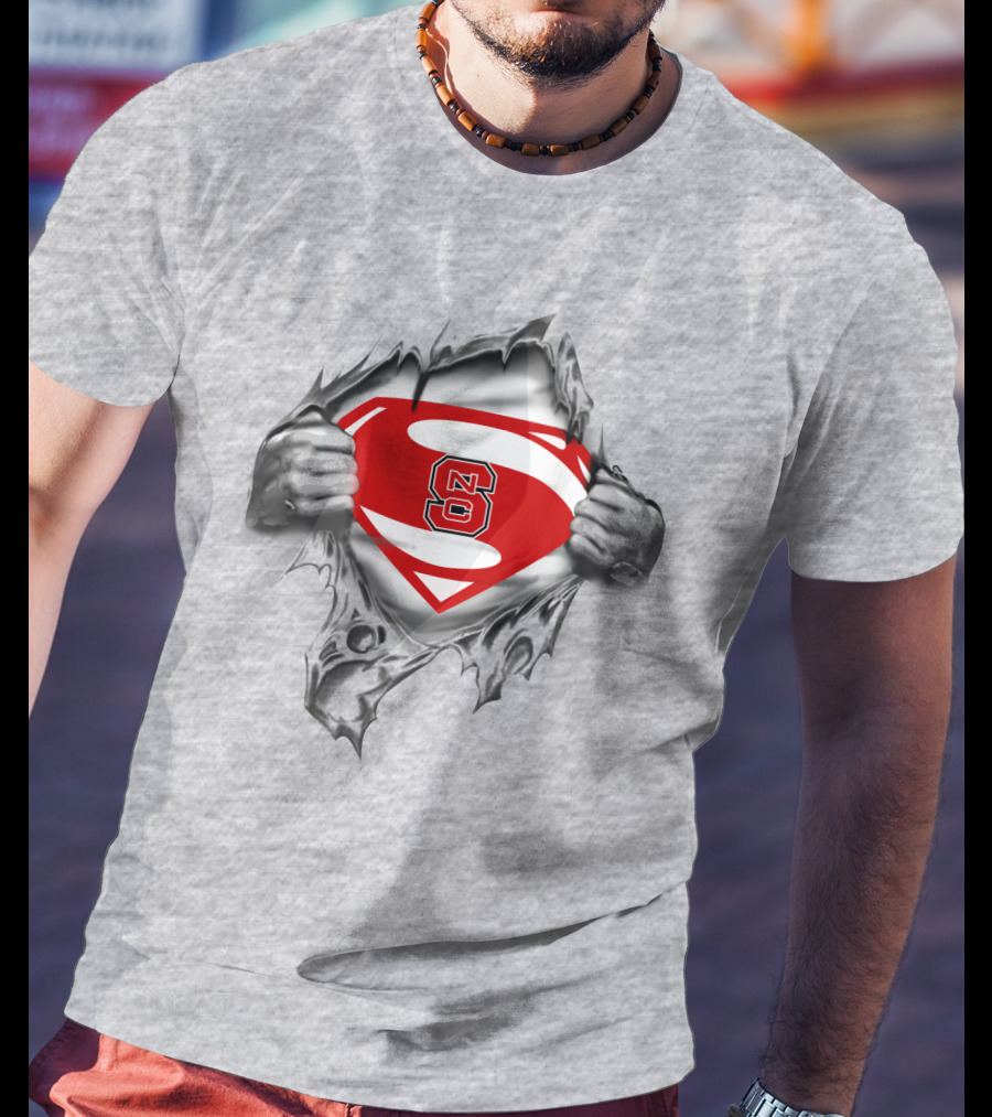 NC State Wolfpack Superman Logo Rip T-Shirt