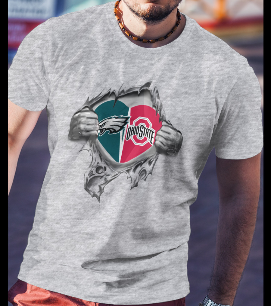 Philadelphia Eagles Ohio State Split Heart T-Shirt
