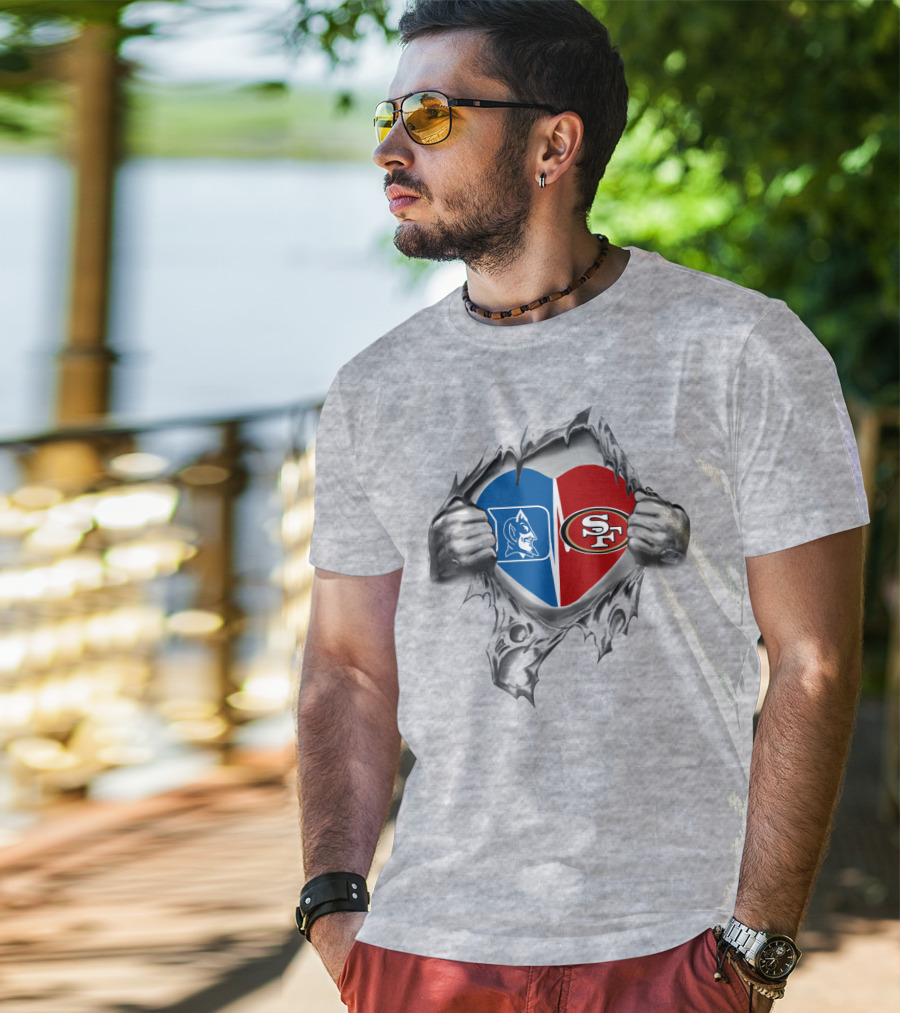 Duke Blue Devils 49Ers Split Heart T-Shirt