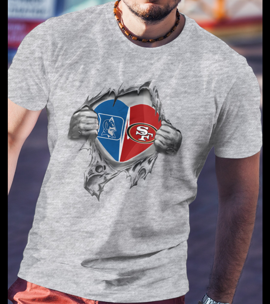 Duke Blue Devils 49Ers Split Heart T-Shirt