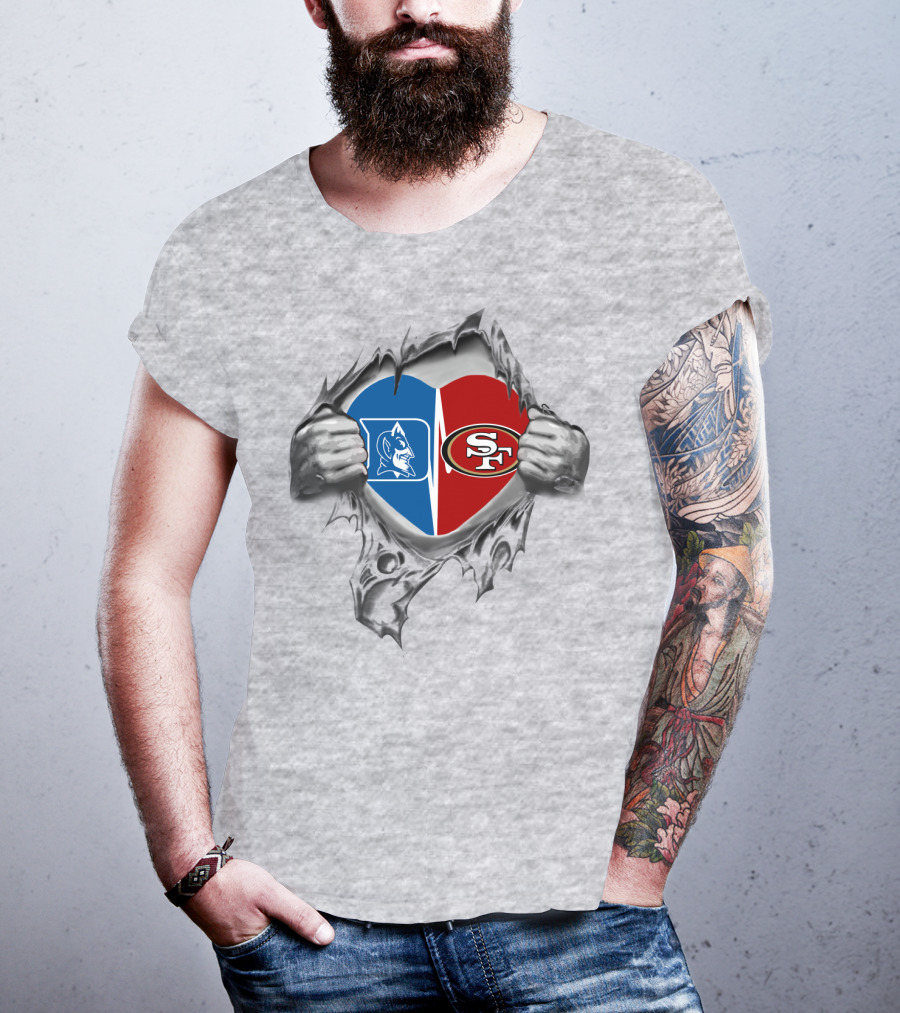 Duke Blue Devils 49Ers Split Heart T-Shirt