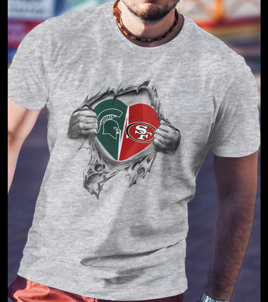 Spartan Warrior SF Football Heart Rip T-Shirt